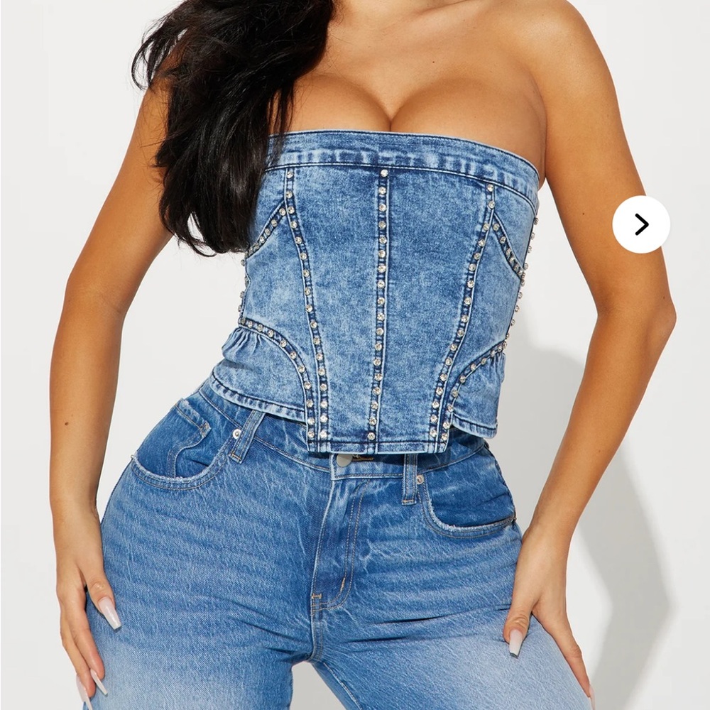 Denim and Diamond Strapless Top
